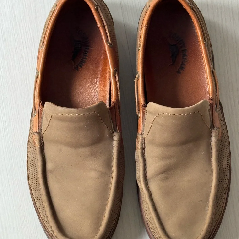 Tommy Bahama Slip On Loafers Shoes Suede Leather Tan Boat Deck Sz 12 - Picture 3 of 10
